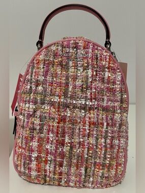 kate spade Tweed Convertible Top-Handle Backpack in Pink Multi